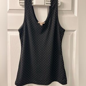Banana Republic Black Gold Polka Dot Tank Top Sleeveless Scoop Neck